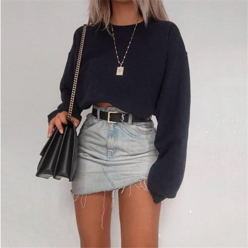 Fashion Women Autumn Street harajuku Hoodies and Sweatshirt Elegant Crop top Ladies Pullover Loose truien dames Streetwear