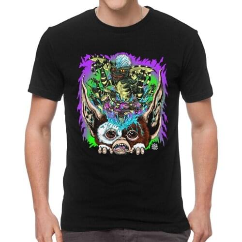 Horror Gremlins Tshirts Men Leisure Tees Top Cotton T Shirts Short Sleeve Gizmo 80s Movie Mogwai Monster Retro Sci Fi T-shirts