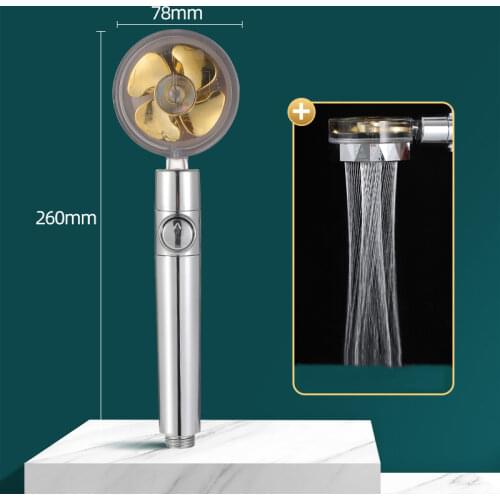 2021 Shower Head Water Saving Flow 360 Degrees Rotating With Small Fan ABS Rain High Pressure spray Nozzle Bathroom Accessories