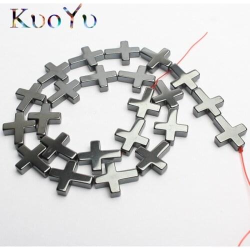 Natural Black Cross Shape Hematite Stone Beads For Jewelry Making Spacer Beads Diy Bracelet Necklace 6x8/8x10/10x14/14x17mm