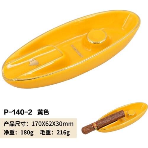 New 1pcs ceramic boat Shape CIGAR ASHTRA painted Golden Line Cigar Gadgets Smoke Accessories YJA-20009