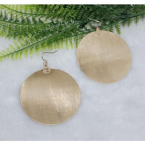 New Style Exaggerated Super Fairy Matte Gold Round Earrings With Frosted Large Disc For Womens Fashion Accessories