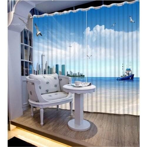 New Custom 3D Beautiful 3D Curtain City Sea Landscape Room Living Room Office Hotel Cortinas Blackout Curtain Fabric