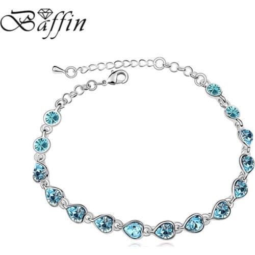 Wholesale Crystals Heart Chain Bracelete Made With Austrian Elements Wedding accessories for bridal Pulseiras