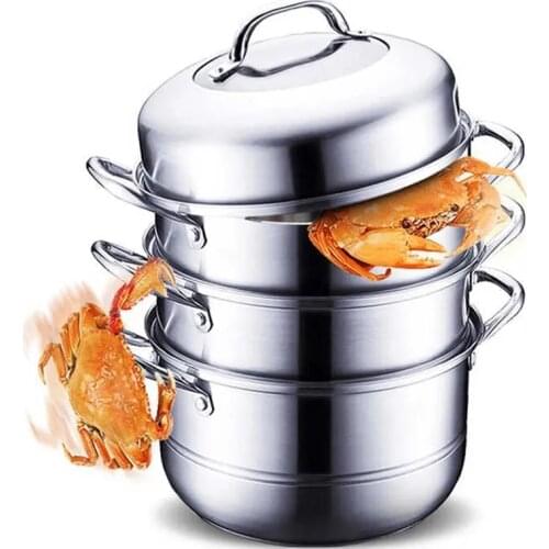 Stainless Steel Steamer Extra-thick Composite Multi-layer Bottom Perspective Cover Thickened Stainless Steel Steamer Visual Pot