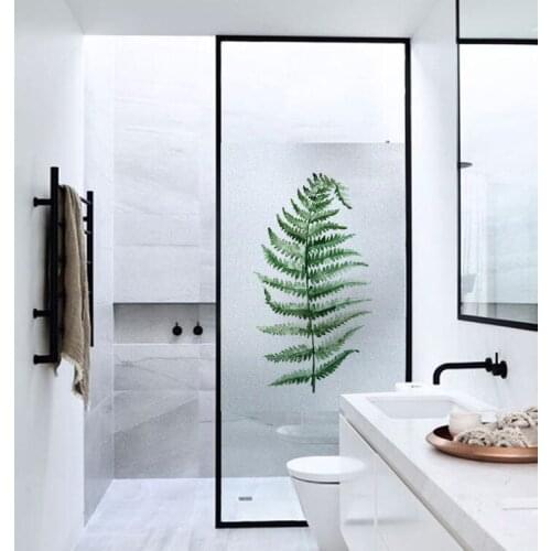 Window film Frosted Privacy Glass Door for Living Room or Bathroom Home Decor For Living Room Green Plant Print YYLZ1004
