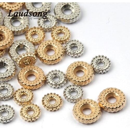 200PCS 6/8MM Gold/Silver Color CCB Flat Round Plastic Beads For Jewelry Making DIY Bracelet Loose Spacer Beads Wholesale