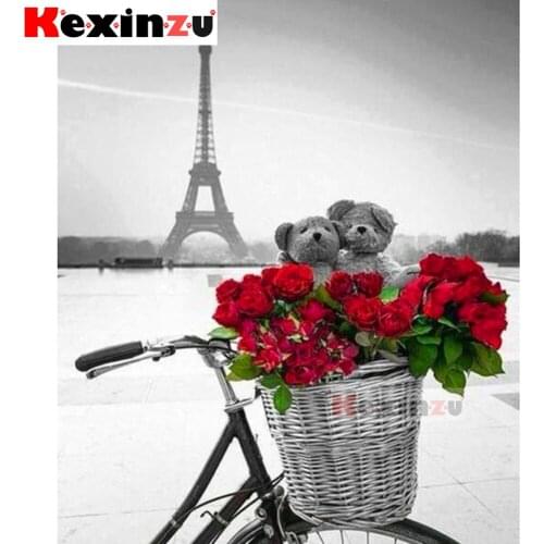 Full 5d Square/Round Diamond Painting-Bicycle Rose-3d Diamond Embroidery kit Cross Stitch Mosaic Full Picture Rhinestone Decor Y