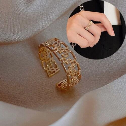 Chinese Style Simple Open Rings For Women Gold Color 2021 Fashion Girl Wedding Rings Adjustable Knuckle Finger Jewelry Jewelry