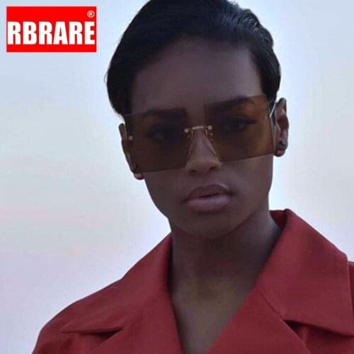 RBRARE Oversized Square Sunglasses Women 2021 Luxury Brand Rimless Sunglasses Women/men Fashion Shades Glasses Gafas De Sol