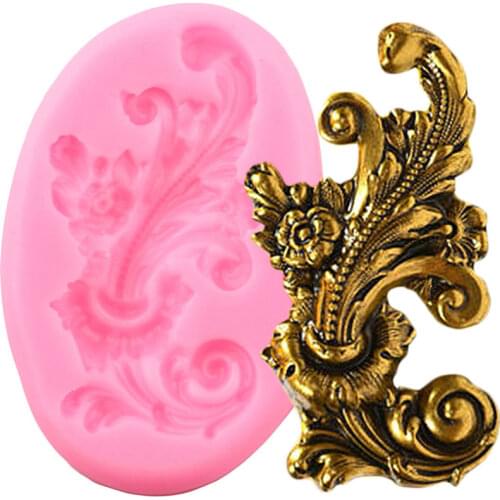 Baroque Relief Silicone Mold Wedding Cupcake Topper Fondant Cake Decorating Tools Candy Polymer Clay Chocolate Gumpaste Moulds