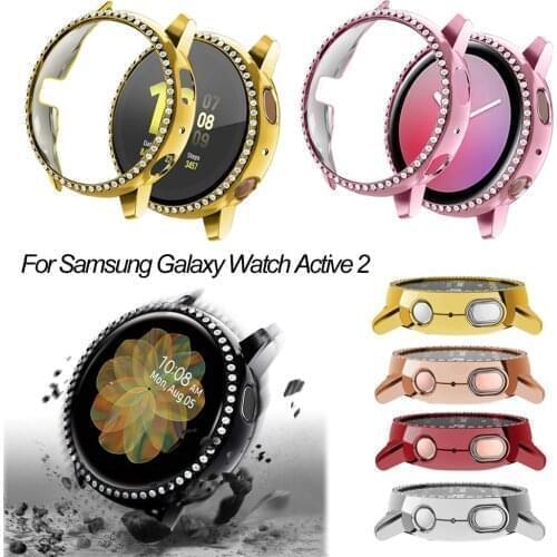 Luxury Bling Diamond Hard PC Watch Case Bumper Frame Full Cover Protector Shell Skin for Samsung Galaxy Watch Active 2 40mm 44mm