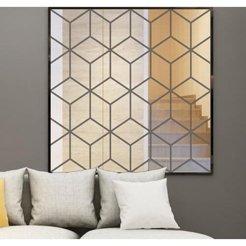 Sliver Mirror Wall Stickers 3D Acrylic Diamond Shape Mirror Sticker Self-adhesive Wall Art Decals TV Background Home Decoration