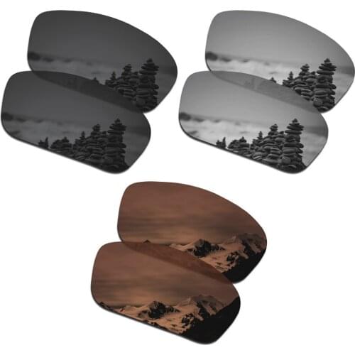 SmartVLT 3 Pairs Polarized Sunglasses Replacement Lenses for Oakley Straightlink Stealth Black & Silver Titanium & Amber Brown