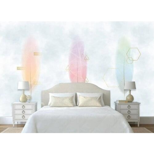 Modern simple small fresh feather background wall-professional custom wallpaper