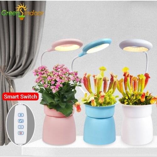 Greensindoor Plant Lights 7W Desk Light Hydroponics Growth Lights 360 Degree Rotation Flowerpot Fill Light with Diming Control
