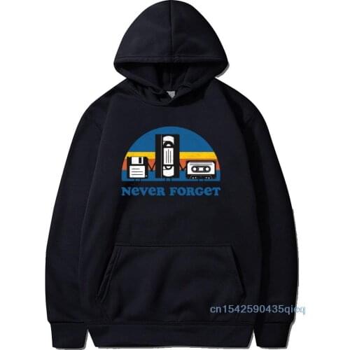 Never Forget Hoodies Old School Men Black Hoodies Cassette Music Tops Jazz Vintage Autumn Long sleeve Sweatshirt