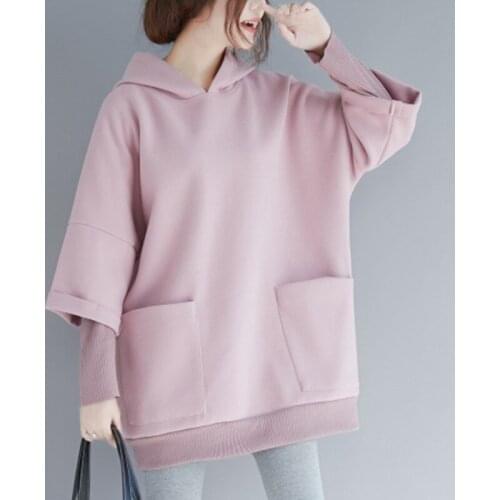 Hoodies Women Coats Sweatshirt Plus Size Long Sleeve Patchwork Faux Tow Clothes 2021 Autumn Winter Loose Female Pullover Moletom