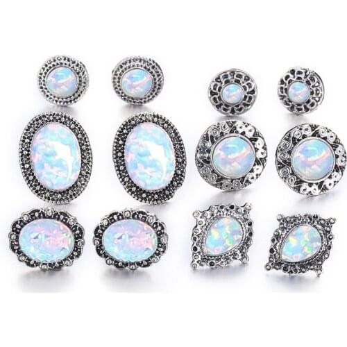 6Pair/Set Vintage Geometric Stud Earrings Set For Women Jewelry Accessories 2019 Bohemian Opal Earrings Girl Boucle d'oreille