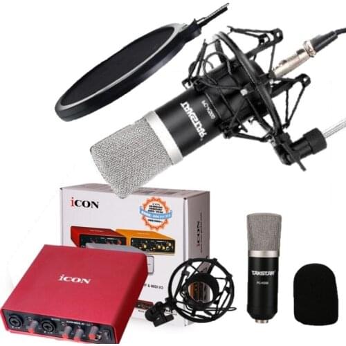 High quality original Takstar PC-K500 condenser microphone with ICON Mobile U sound card for Internet karaoke,recording