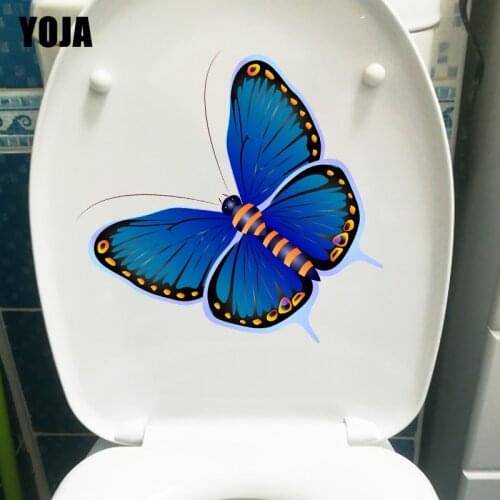 YOJA 21.5X21.2CM Beautiful Blue Butterfly Modern Art Bedroom Decor Wall Sticker Toilet Decal T1-2134