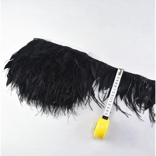 1meters Black ostrich feathers goose feathers ribbonTrims feather crafts skirtcarnival costume feather wedding decoration Plumes