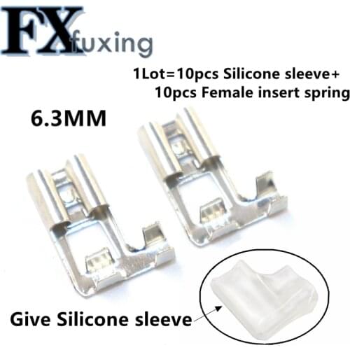 10set=20pcs 6.3mm Right Angle Flag L Type Crimp Terminal Spade Connector + Cover Cold-Pressed terminal 6.3 mm Flag-shaped spring