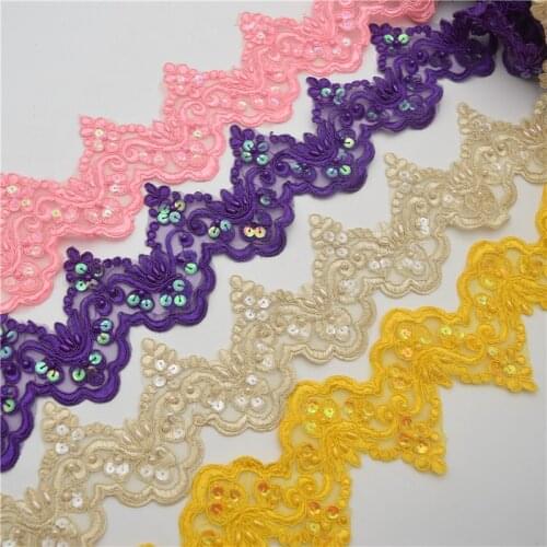 13yard Flower Pearl Lace Edge Trim Wedding Ribbon Embroidered Applique Sewing Craft 6cm wide