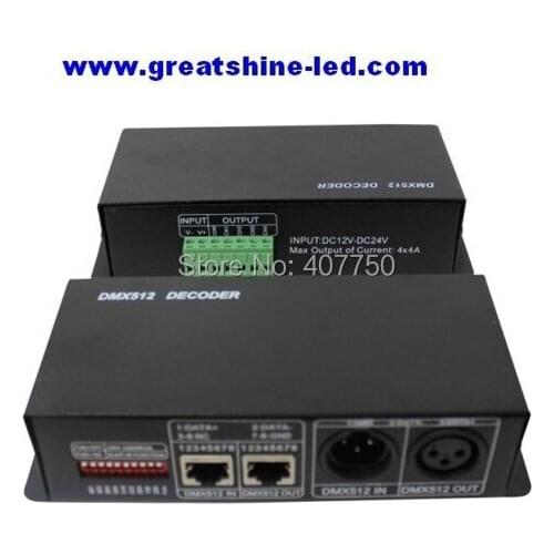 New type 4channels output RGBW dmx 512 decoder used for connecting with dmx console rgb light group or pixel control