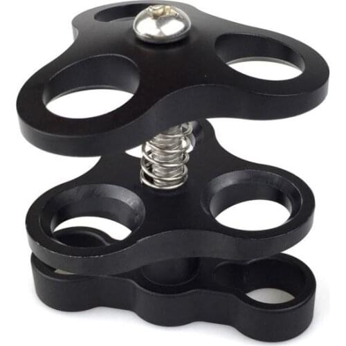 Three Holes Aluminum Underwater Tripod Ball Clamp For Diving Torch / Waterproof Camera Case