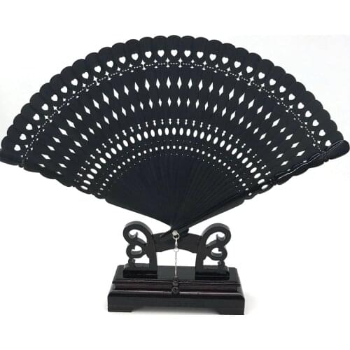 Free Delivery of a Mini Black Bamboo Sculpture Folding Fan Wedding Decoration Mariage Birthday Party Goods Christmas Gift