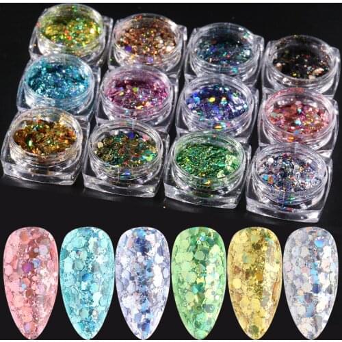 Nail Art Sequins American Japanese and Korean Popular Nail Irregular Flake Polygonal Laser Nail Sheet DIY Nail Glitter