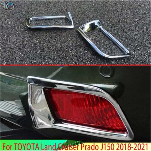 For TOYOTA Land Cruiser Prado J150 2018 2019 Decorate Accessories ABS Chrome Rear Reflector Fog Light Lamp Cover Trim
