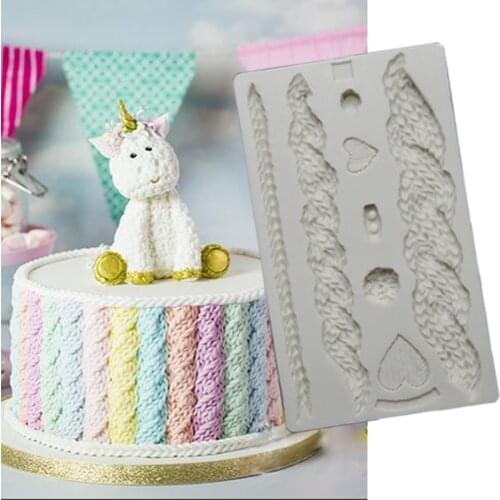 Rustic Cable Knit Molds Fondant Cake Decorating Tools Silicone Molds Sugarcrafts Chocolate Baking Tools for Cakes Gumpaste Form