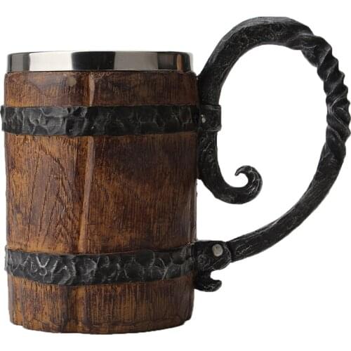 Wooden barrel Stainless Steel Resin 3D Beer Mug Goblet Game Tankard Coffee Cup Wine Glass Mugs 5000ml
