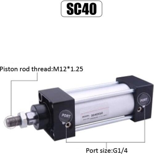 Bore 40MM Stroke 175-350mm Pneumatic Standard Air Cylinder Pistons Single Rod Double Acting SC Cylinders