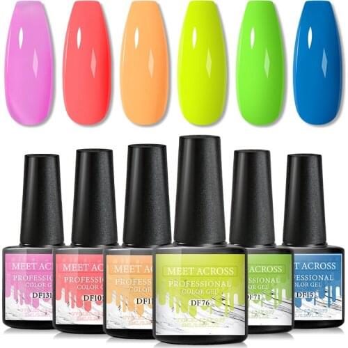 MEET ACROSS UV Gel Nail Polish Red Purple Serise Hybrid Semi Permanent Soak Off UV Led Gel Nail Art Design Varnish