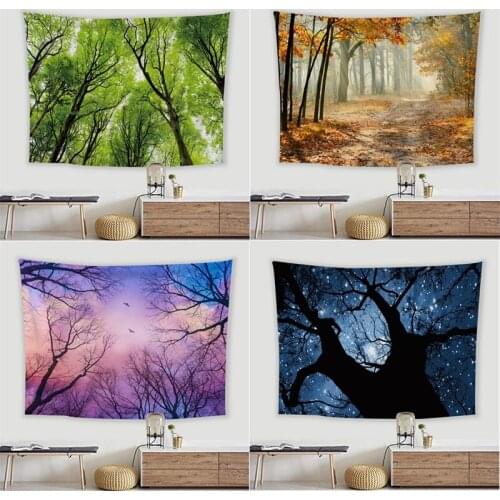 Tapestry Tree Aesthetic Wall Hanging Background Cloth Sea Picinic Camping Outside Sitting Tablecloth Sofa Cover Room Decor