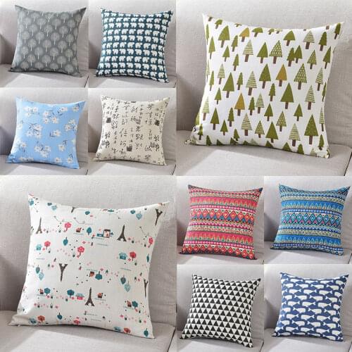 Cotton Line Pillowcase 40*40cm Cushion Cover Geometric Floral Tree Printed Throw Pillow Covers Pillowslip Car Sofa Home Supplies