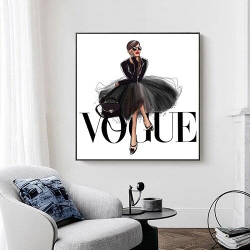 Canvas Painting Black Dress Canvas Poster Scandinavian Wall Art Print Painting Home Decoration No Frame