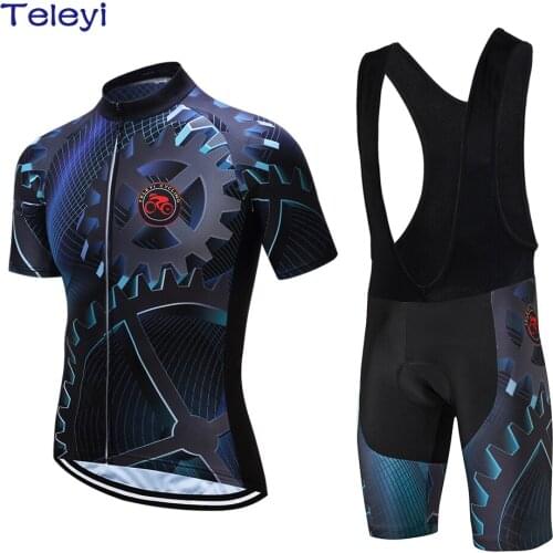 TELEYI Gear Men Cycling Jersey Sets Bike Bib Shorts Gel Padded Bicycle Outdoor Sports Boy Breathable T shirts Top Ropa Ciclismo