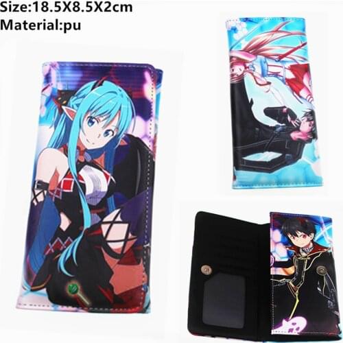 Anime Sword Art Online SAO PU Wallet Leather Button ID Card Holders Layers purse Boys Girls Students coin Cartoon moneybag Cute