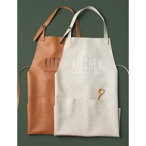 Kitchen Leather Apron Household Kitchen Cooking Waterproof Oilproof Apron Kitchen Restaurant Cooking Bib Aprons Home Accessories