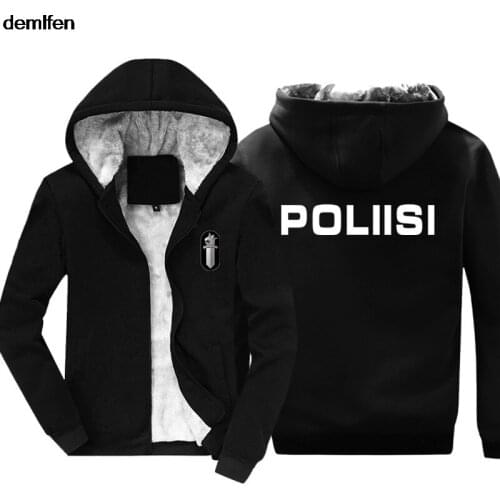 New Finland Police Poliisi Special Swat Unit Force Mens Hoodies Fashion Man Winter Cotton Coat Keep Warm Sweatshirt