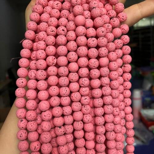 4-10mm Rubber Pink Lava Hematite Stone Beads Volcanic Rock Loose Spacer Beads For Jewelry Making DIY Bracelet Necklace Supplies
