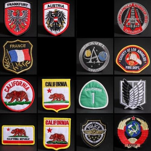 Eagle State Flag Embroidery Patches Iron On Clothes 3D CALIFORNIA Brown Bear for Clothes DIY Crown Champions Jacket Stickers