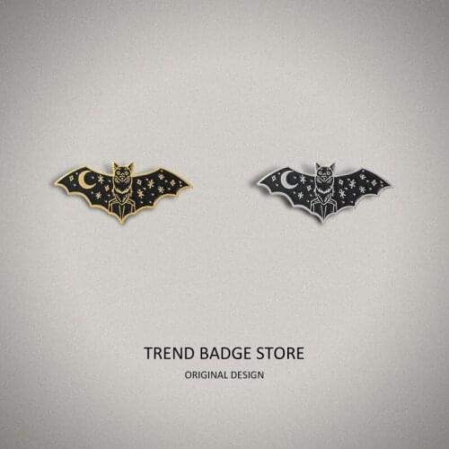 Personality Bat Alloy Brooch Bat Wing Galactic Badge Go With Everything Enamel Label Pins Clothes Accessories