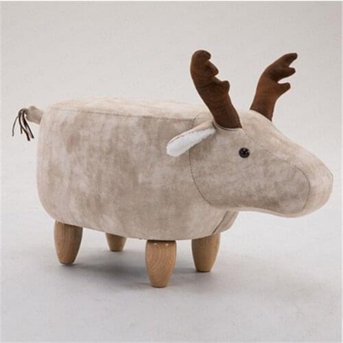 Nordic Wood Deer Animal Change Shoes Storage Stool Low Sofa Stool Children Gift Creative Solid Wood Taburete Animales Child