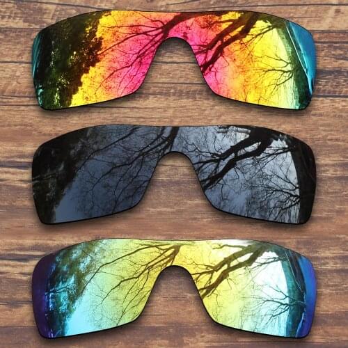 ToughAsNails 3 Pieces Black.Fire Red.Gold Polarized Replacement Lenses for Oakley Batwolf OO9101 Sunglasses