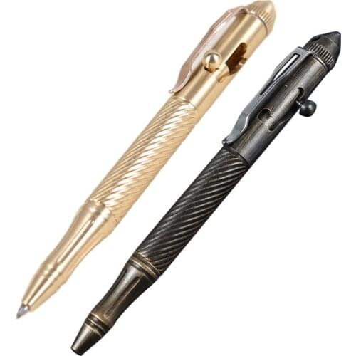 Solid Handmade Brass Gel Ink Pen Retro Twist Pattern Bolt Action Writing Tool School Office Stationery Supplies